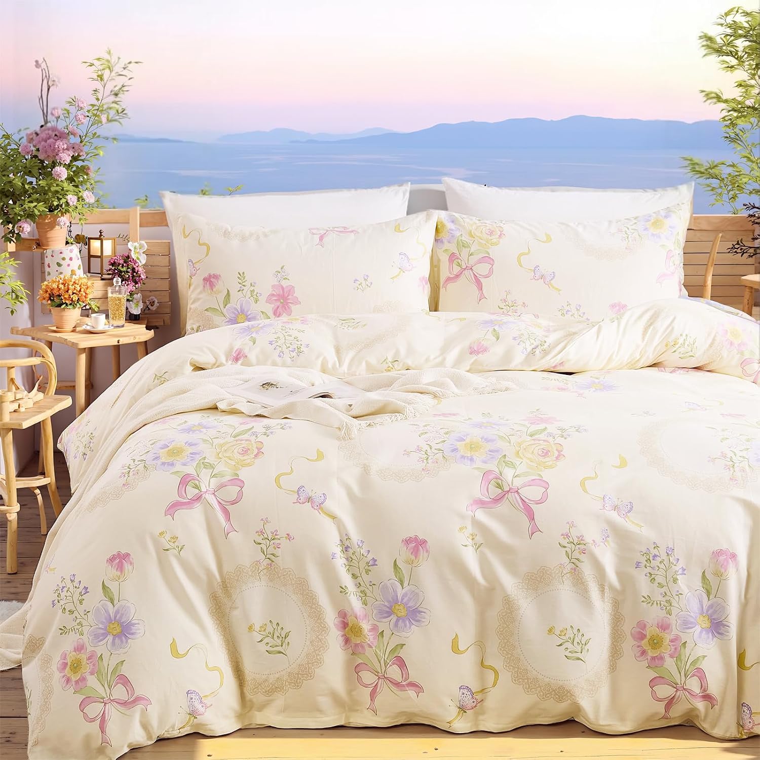 Aesthetic Floral Duvet Cover - Housse de couette à motifs floraux,