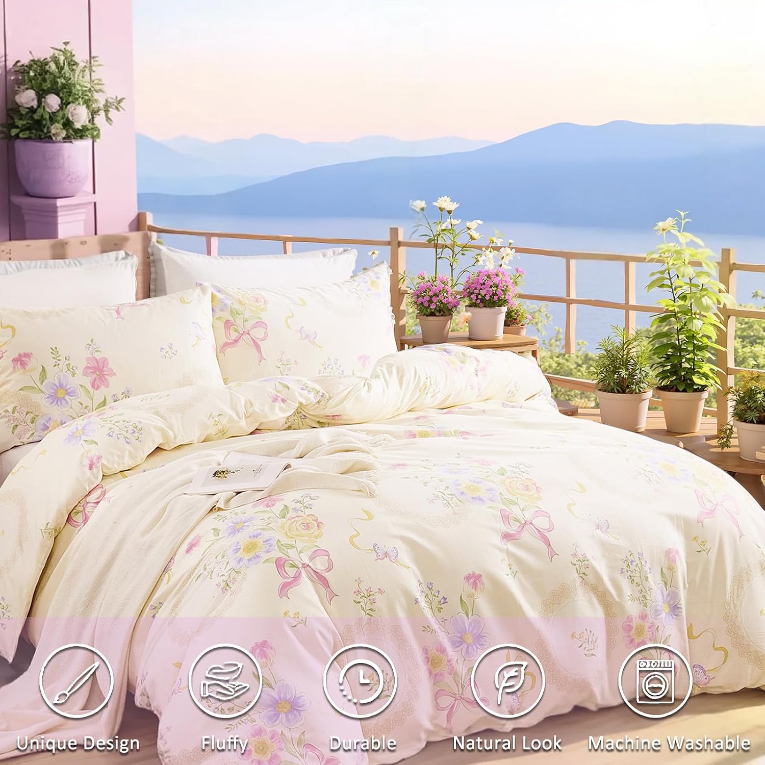 Housse de couette à motifs flo - Aesthetic Floral Duvet Cover avis et prix