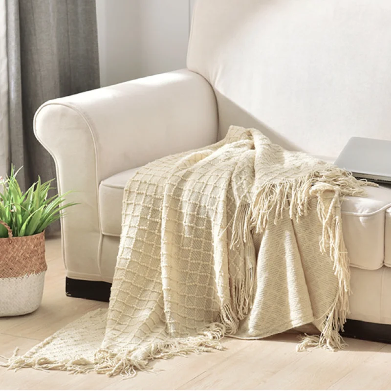 Couverture en tricot texturé j - Boho Throw Blanket Fringe avis et prix