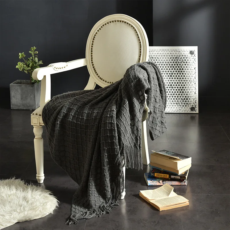 Couverture en tricot texturé j - Boho Throw Blanket Fringe avis et prix