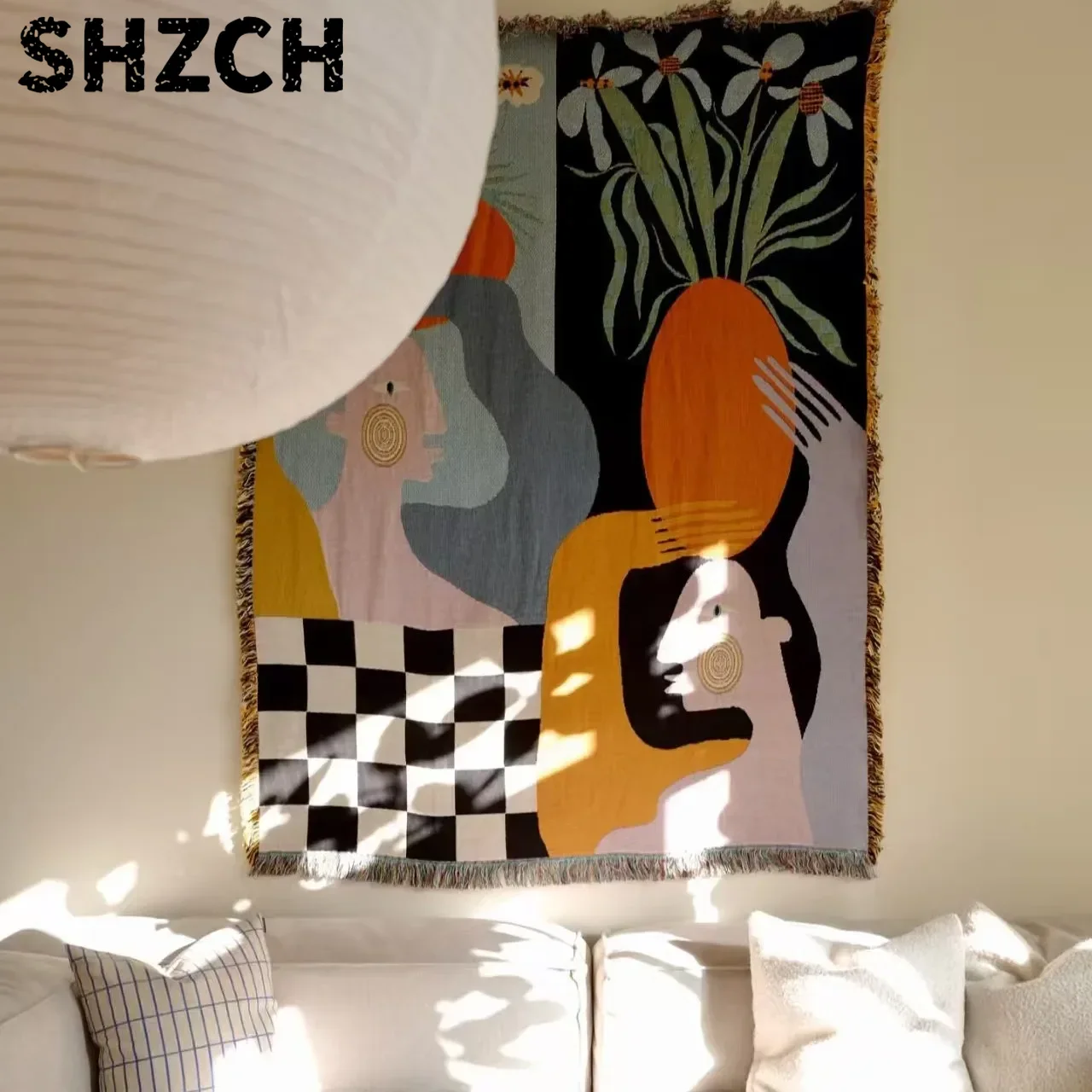 Tapisserie d'art abstrait mode - Boho Throw Blanket Fringe avis et prix