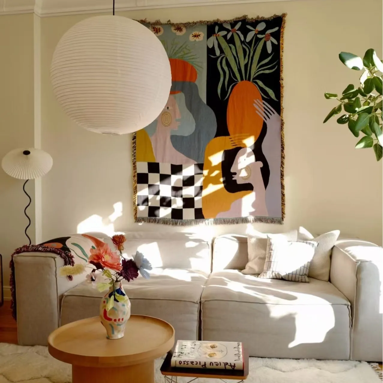 Tapisserie d'art abstrait mode - Boho Throw Blanket Fringe avis et prix