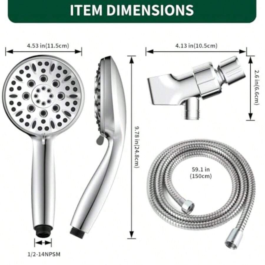 Pommeau de douche à 6 jets, po - High Pressure Shower Head Handheld avis et prix