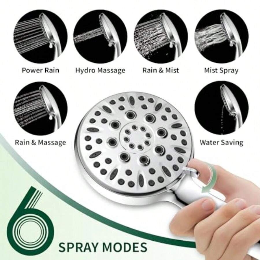 Pommeau de douche à 6 jets, po - High Pressure Shower Head Handheld avis et prix