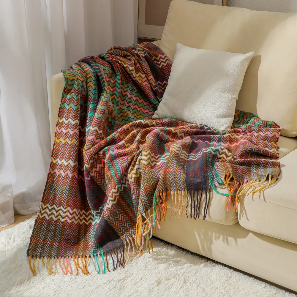 Couverture à motifs bohèmes av - Boho Throw Blanket Fringe avis et prix