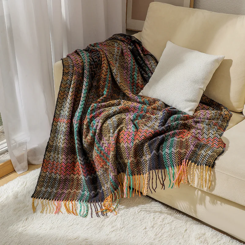 Couverture à motifs bohèmes av - Boho Throw Blanket Fringe avis et prix