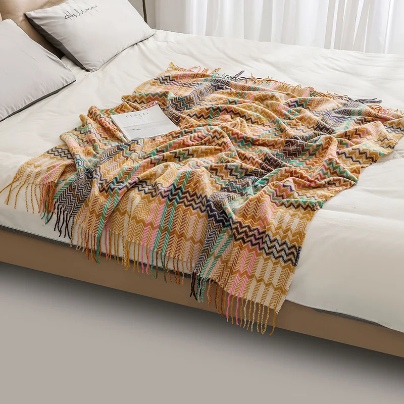 Couverture à motifs bohèmes av - Boho Throw Blanket Fringe avis et prix